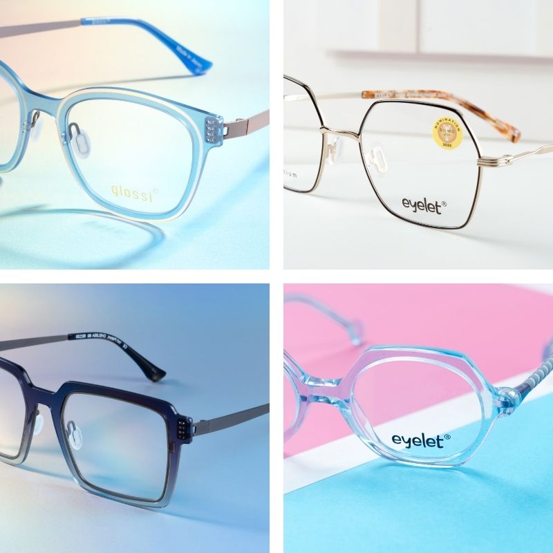 Acetate, metal, titanium and TR90 eyewear frame materials